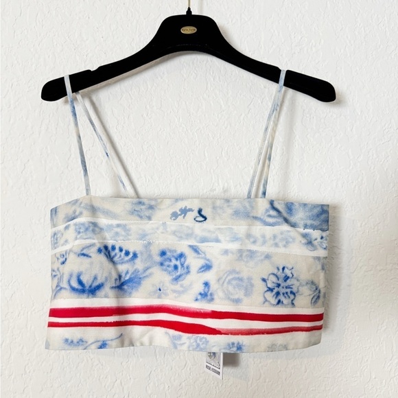 Rosie Assoulin Easy Bandeau Top Blue Pattern/Print 0 - Picture 3 of 7